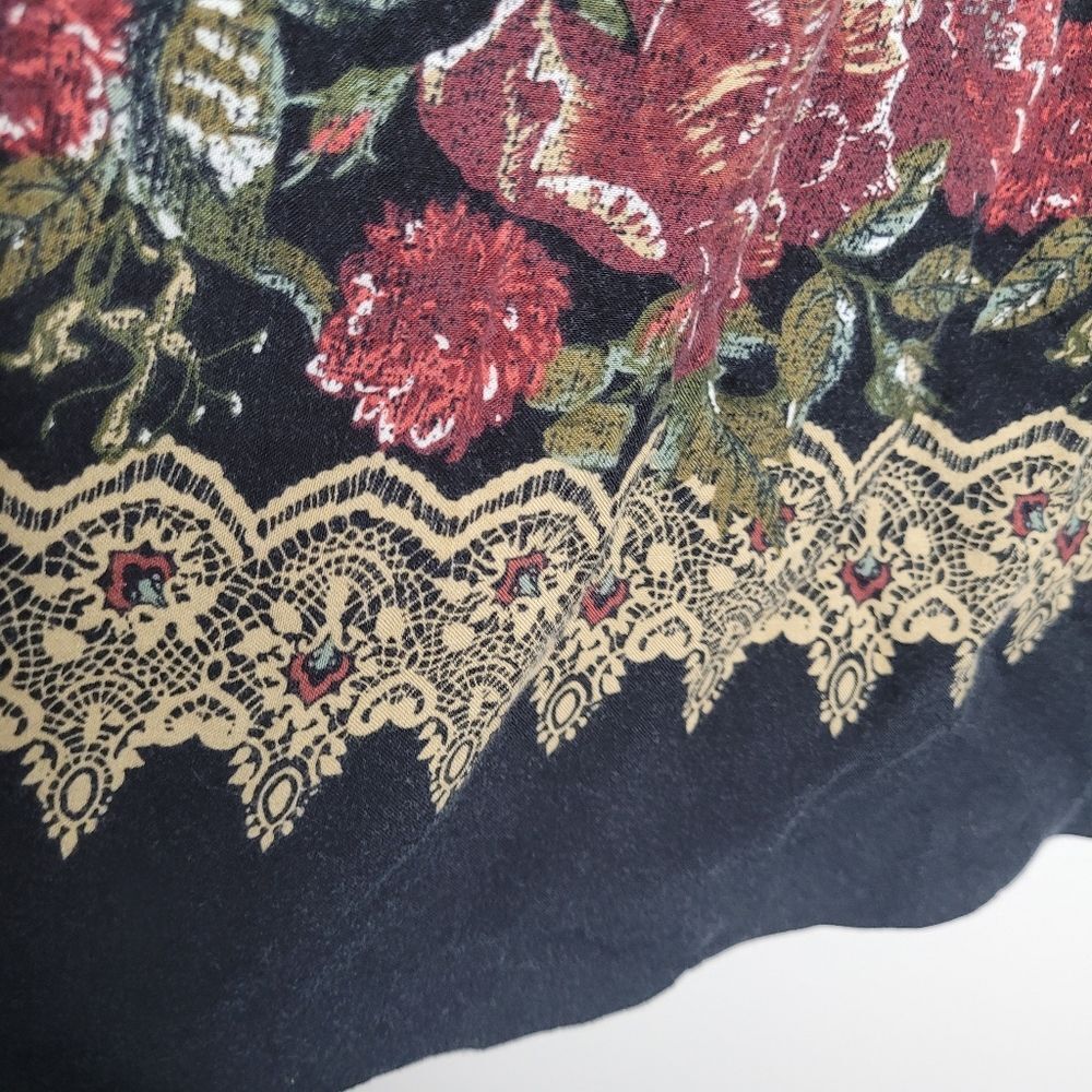 vintage 90s dark Romantic pull on elastic waist floral maxi midi skirt size med - Picture 7 of 7